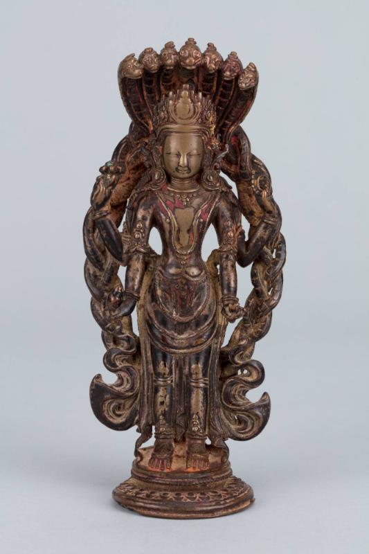 Vishnu with the King of Snakes, Shesha; Nepal; ca. 17th century; copper alloy; Rubin Museum of …