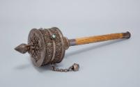 Handheld Prayer Wheel; Central Tibet; early 20th century; Silver, wood; Rubin Museum of Himalay…