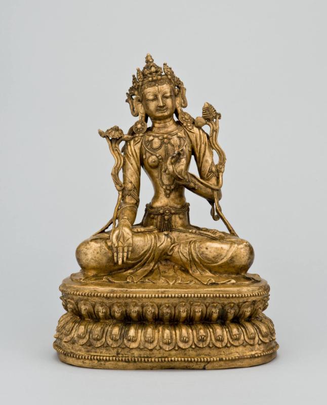 White Tara; Tibet; 15th century; brass; Rubin Museum of Himalayan Art; C2005.16.34 (HAR 65457);…