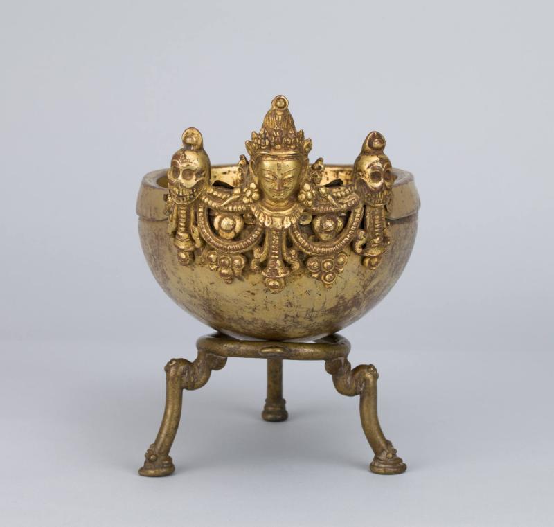 Skullcup; Nepal; ca. 18th century; metalwork and human skull; Rubin Museum of Himalayan Art; C2…