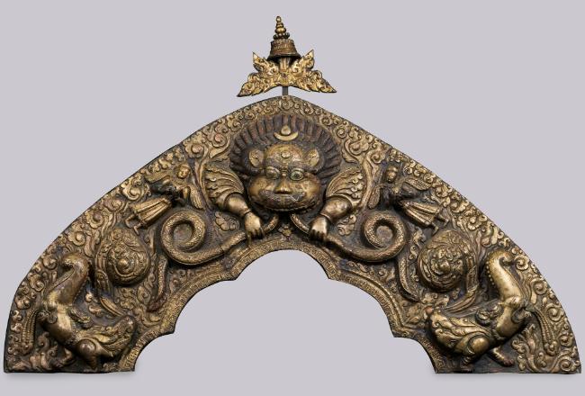 Upper Section of a Torana; Nepal; dated by inscription 1810; copper alloy; Rubin Museum of Hima…