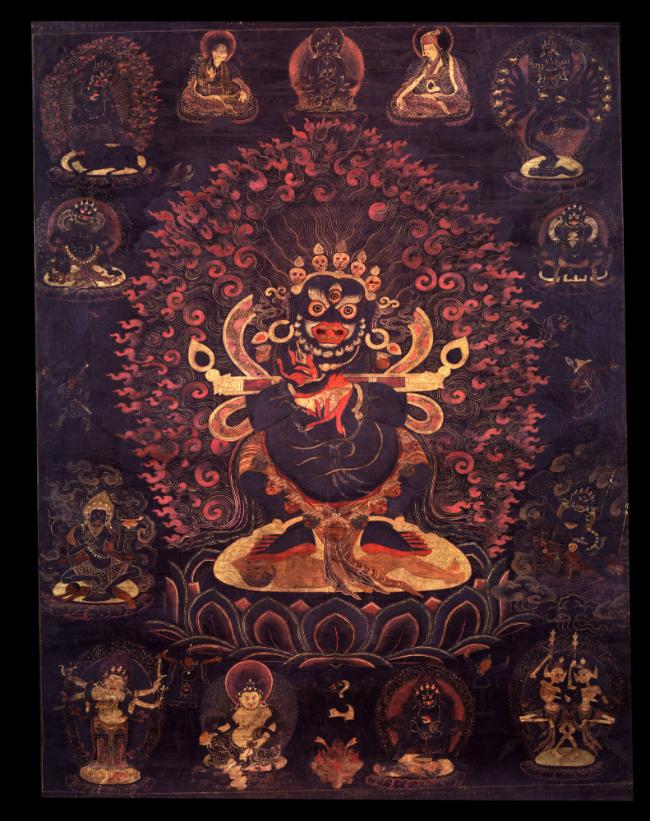 Panjarnatha Mahakala; Tibet; 18th century; pigments on cloth; Rubin Museum of Himalayan Art, gi…