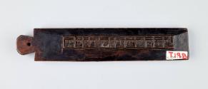 Woodblock for printing Tibetan text; Himalayan region; ca. 18th–19th century; pigments on wood;…