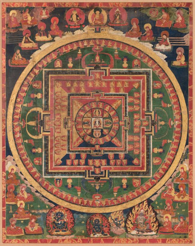 Sarvavid Vairochana Mandala; Tibet; 17th century; pigments on cloth; Rubin Museum of Himalayan …