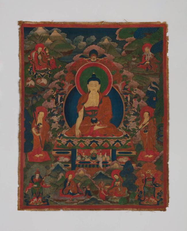 Buddha Shakyamuni; Tibet; 18th century; pigments on cloth; Rubin Museum of Himalayan Art; C2006…