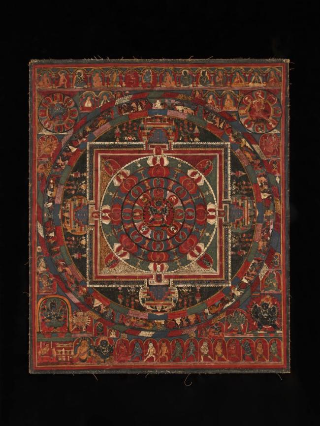 Mandala of Chakrasamvara; Tibet; 14th-15th century; pigments on cloth; Rubin Museum of Himalaya…