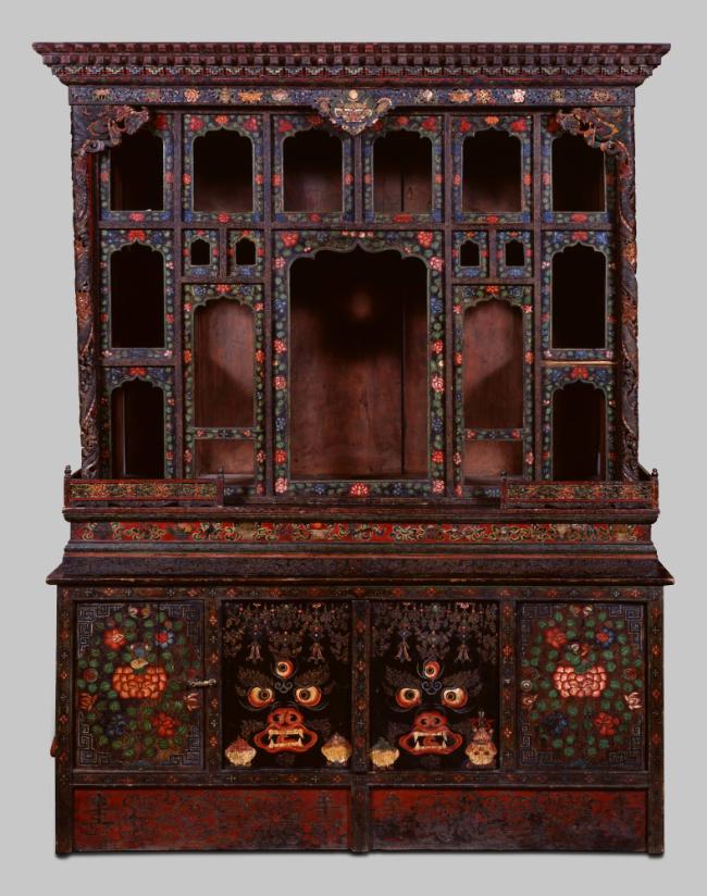 Shrine Cabinet (Chosham); Tibet; Second half of 20th century; wood, mineral pigments; Rubin Mus…